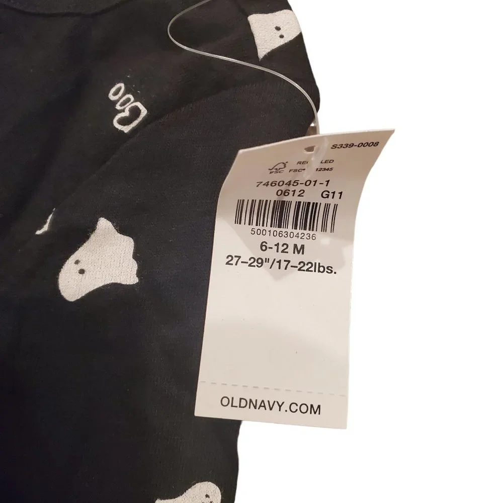 NEW Old Navy‎ Girls Dress. Halloween Ghosts. Black. Size 6-12 M. NWT